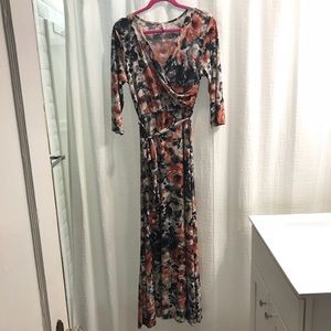 Blue and pink floral maxi dress